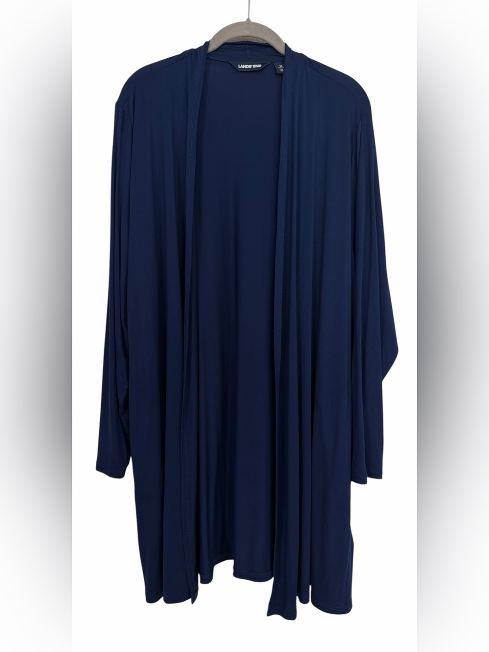 Lands’ End Women’s Plus Size Lightweight Jersey Knit Cardigan Navy 1X (16-18)